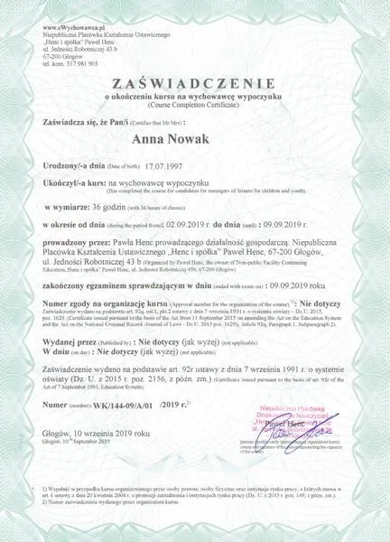 Czas trwania kursu