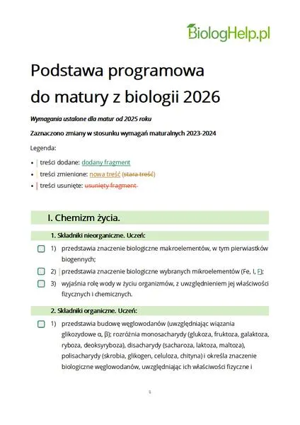 Plan nauki do matury z biologii