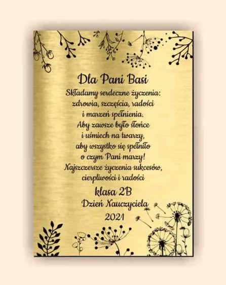 Podziękowania dla wychowawczyni