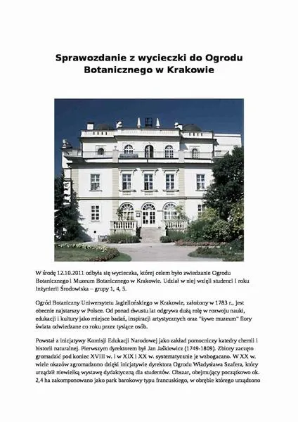 Sprawozdanie z wycieczki