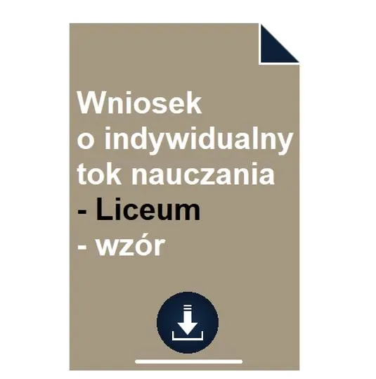 Wniosek o indywidualny tok nauczania